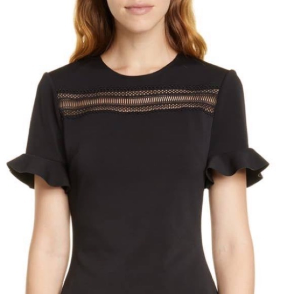 Ted Baker Livsia Lace Panel Pencil Black Dress - Picture 10 of 13